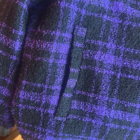 Tan Jay Petites Bouclé Plaid Zip-Front Jacket | Purple & Black | Size 8P - Picture 4 of 6